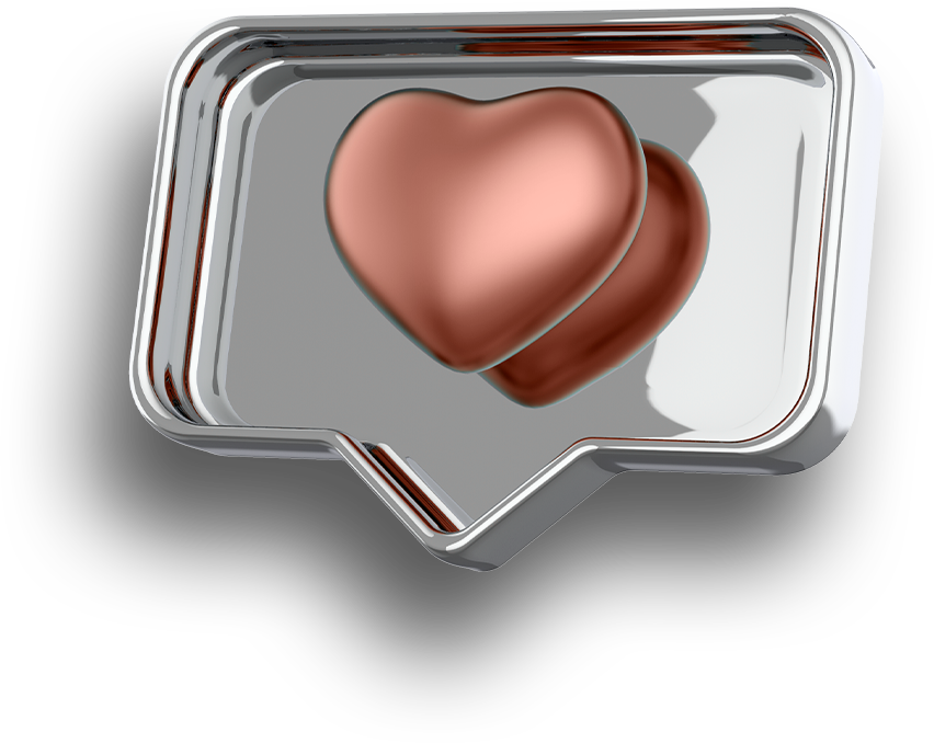 Coração prateado flutuando