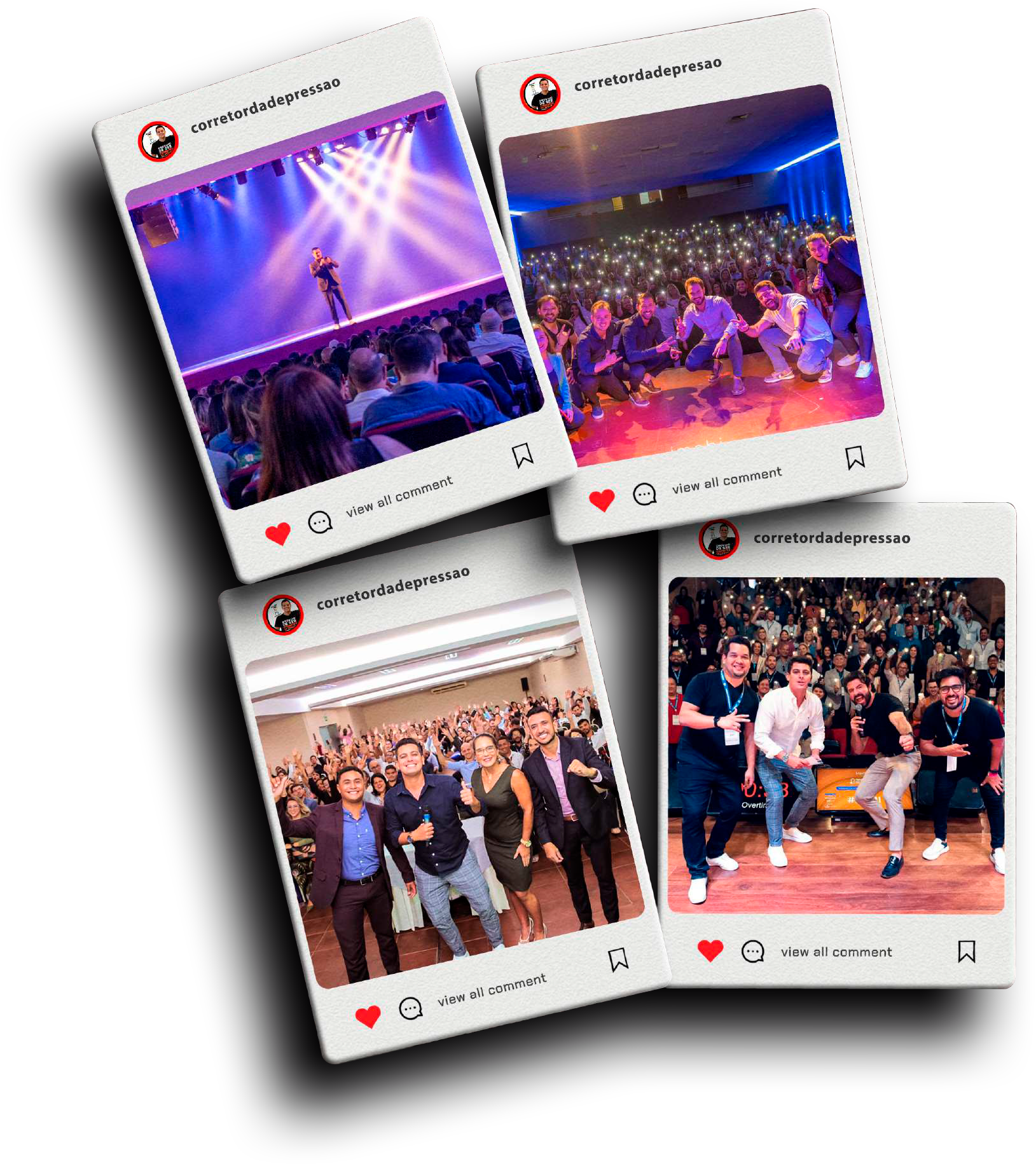 Layout com imagens do corretor da depressão em eventos